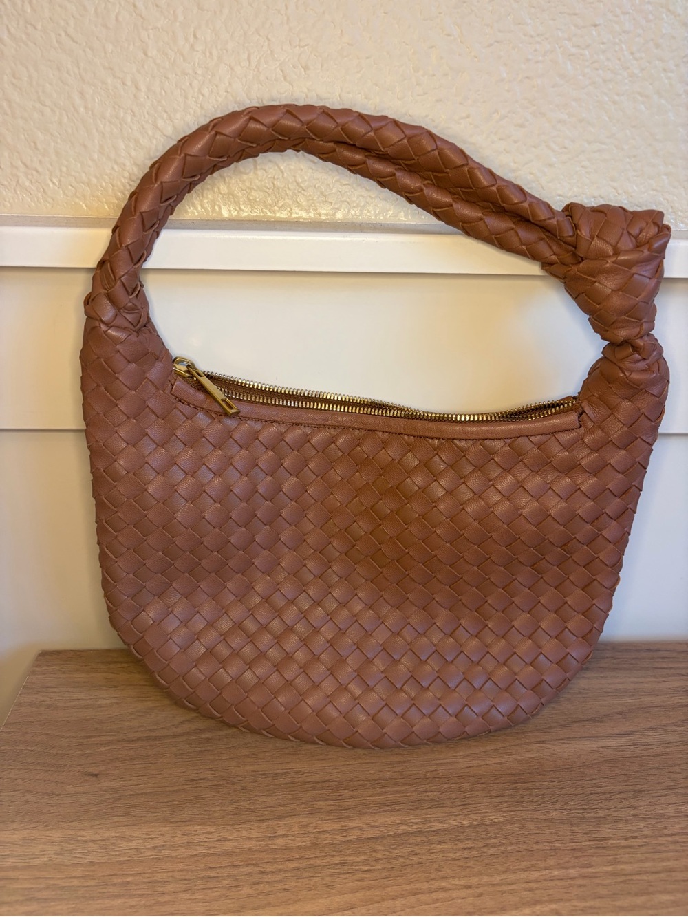 Women's Brown Italian Leather Handwoven Slouchy Shoulder Bag